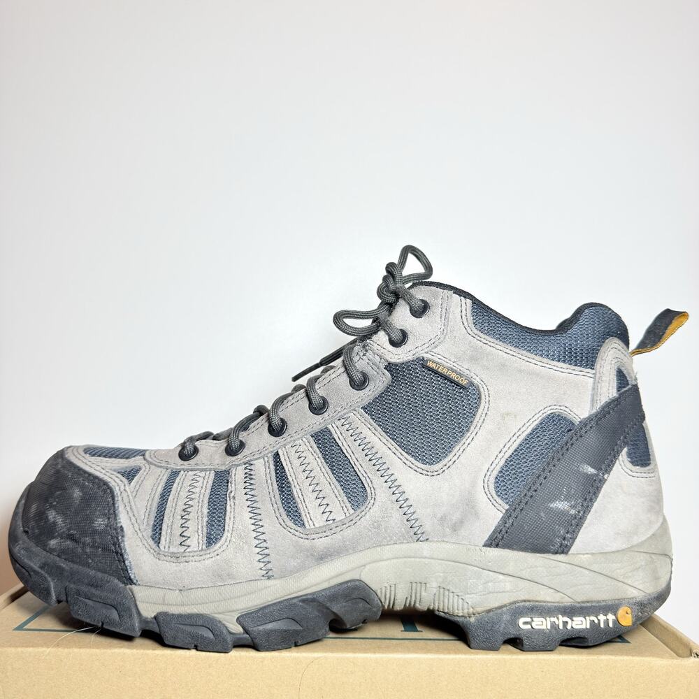 Carhartt Mens 11.5 Grey Waterproof Alloy Safety Toe Hiking Work Boots Used